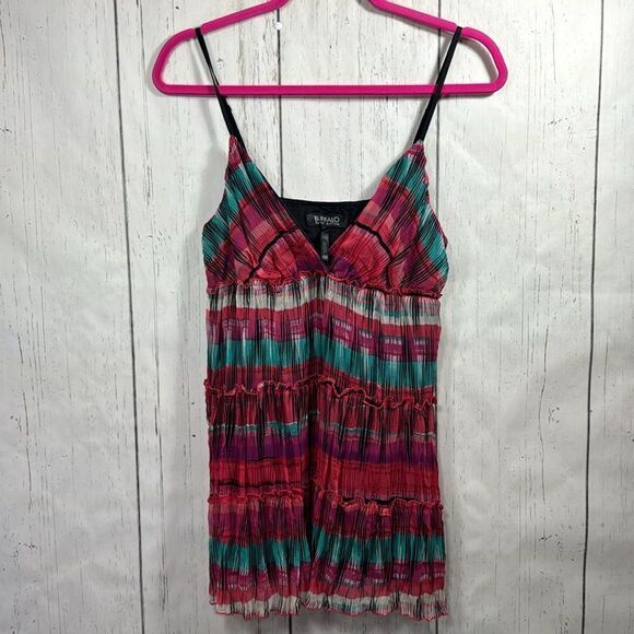 Buffalo David Britton Women 100% Silk Tank Top Ruffle Plaid Tiered Fairy Boho - Picture 5 of 16